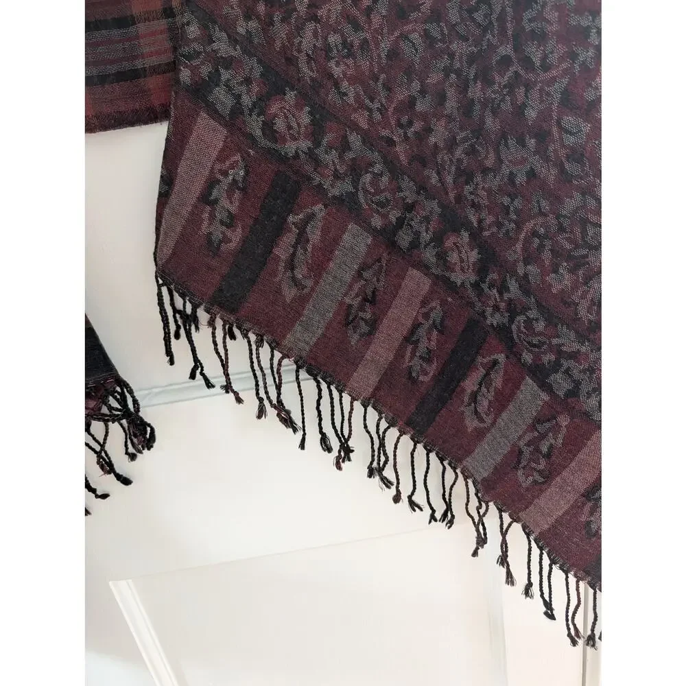 Kashmir Imports 100% Merino Wool Reversible Shawl / Wrap / Scarf